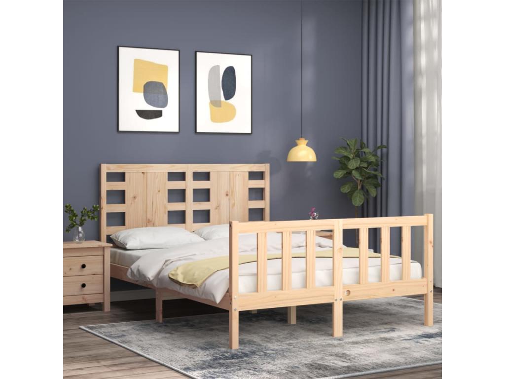 Struttura del letto in legno massello naturale