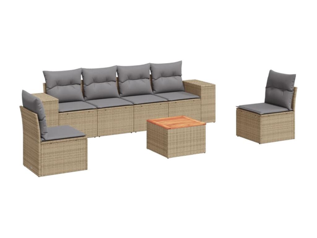 Set di mobili da esterno in vimini intrecciato in resina beige - dlz1766569524536