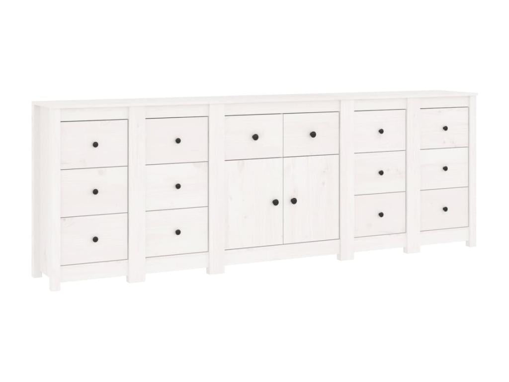 Credenza in legno massello bianco, 230 x 35 x 80 cm