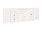 Credenza in legno massello bianco, 230 x 35 x 80 cm