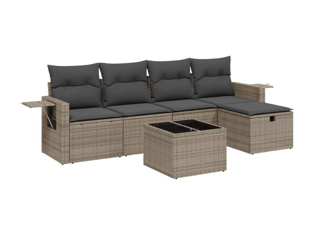 Set di mobili da esterno in vimini intrecciato in resina grigia - dlz1766569525928