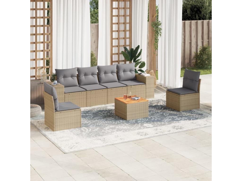 Set di mobili da esterno in vimini intrecciato in resina beige - dlz1766569524536