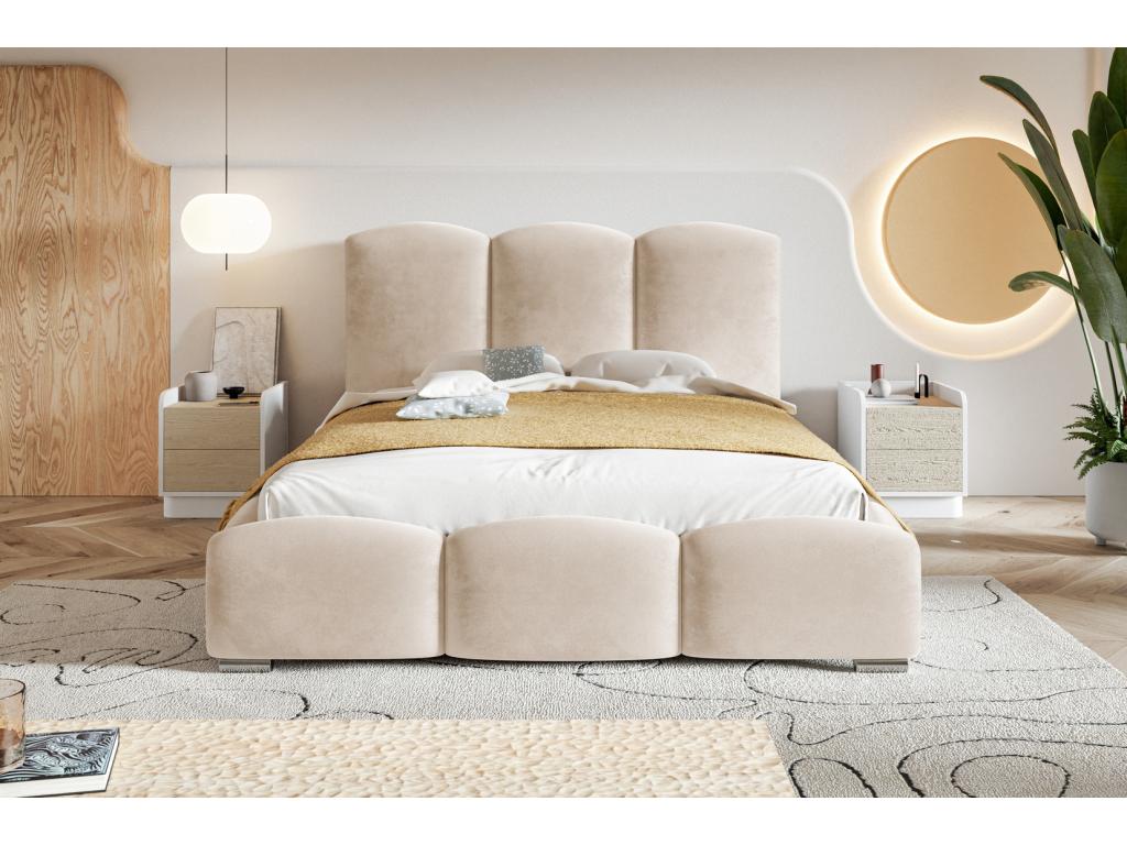 Letto in velluto beige, 140 x 200 cm