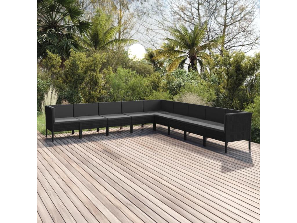 Set di mobili da esterno in vimini intrecciato in resina nera - dlz1766568839738