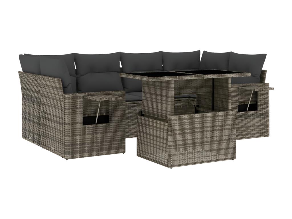 Set di mobili da esterno in vimini intrecciato in resina grigia - dlz1766569024750