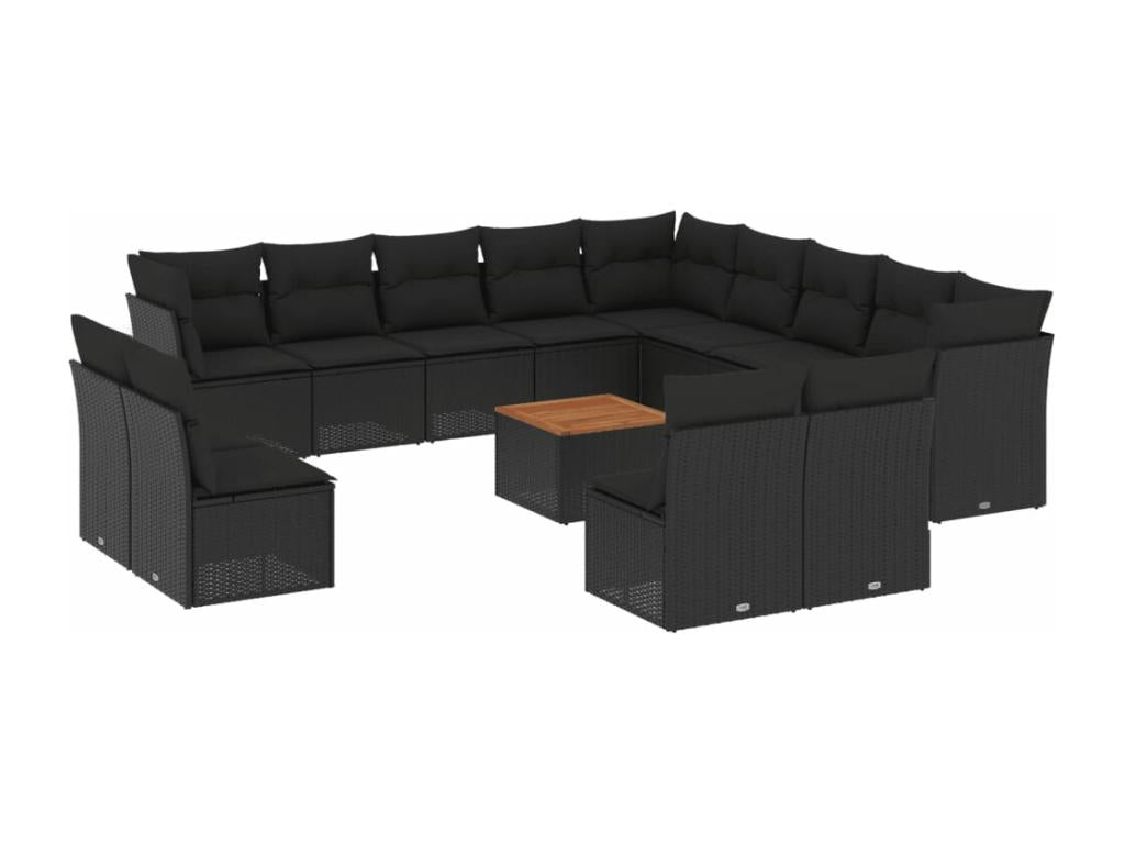 Set di mobili da esterno in vimini intrecciato in resina nera - dlz1766568930711