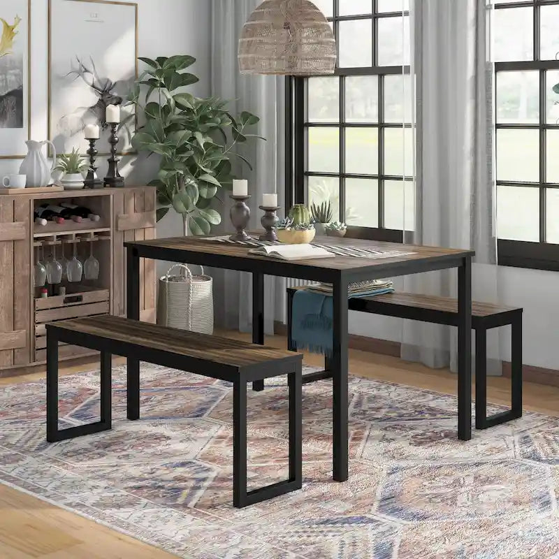 Rhese Transitional Metal 3-Piece Dining Table Sets by Furniture of America