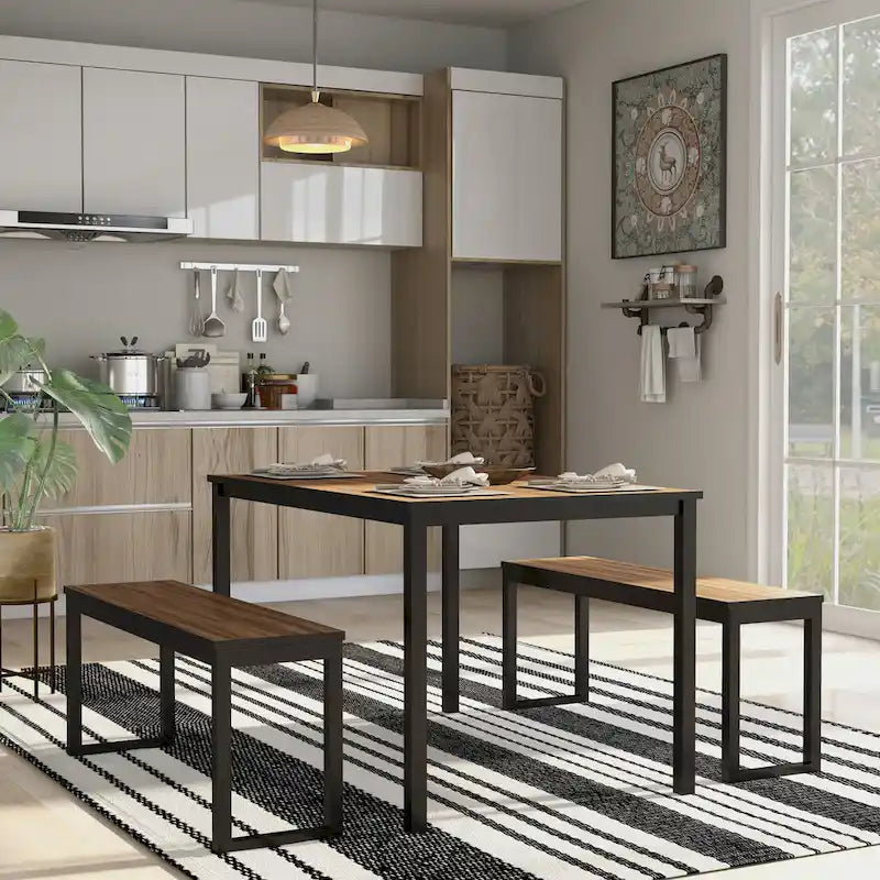Set da pranzo Rhese Transitional in metallo da 3 pezzi di Furniture of America