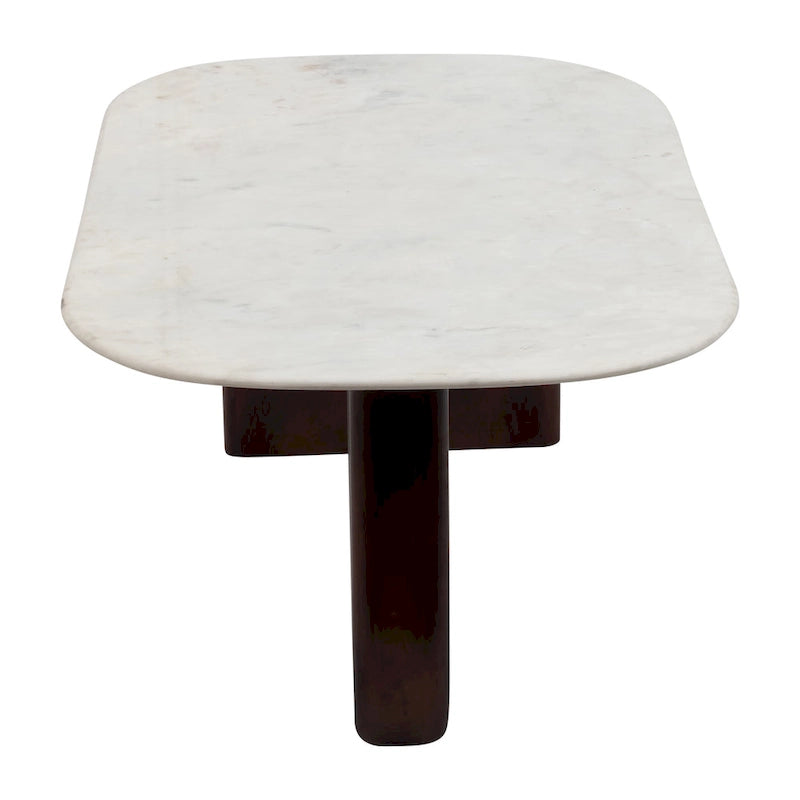 Tavolino da caffè ovale astratto moderno in marmo e legno Sagebrook Home 16H - 48 x 24 x 16