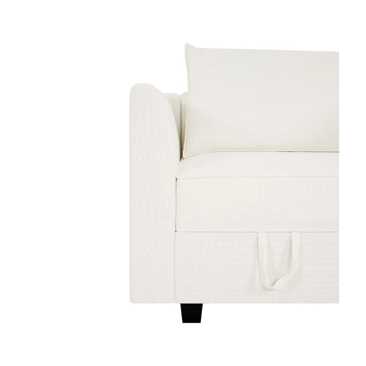 Divano modulare a 4 pezzi con seduta morbida e confortevole, divano in lino con robusta struttura in legno, ideale per piccoli spazi