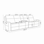 Divano reclinabile elettrico a 4 posti in vera pelle per soggiorno con consolle, porta USB, poggiatesta regolabile