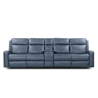 Divano reclinabile elettrico a 4 posti in vera pelle per soggiorno con consolle, porta USB, poggiatesta regolabile