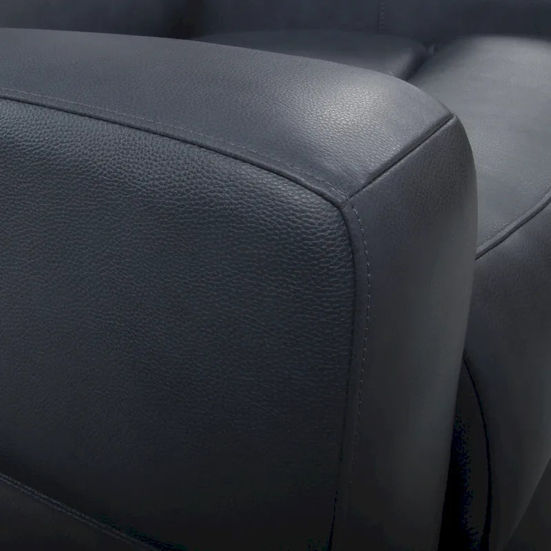 Divano reclinabile elettrico a 4 posti in vera pelle per soggiorno con consolle, porta USB, poggiatesta regolabile