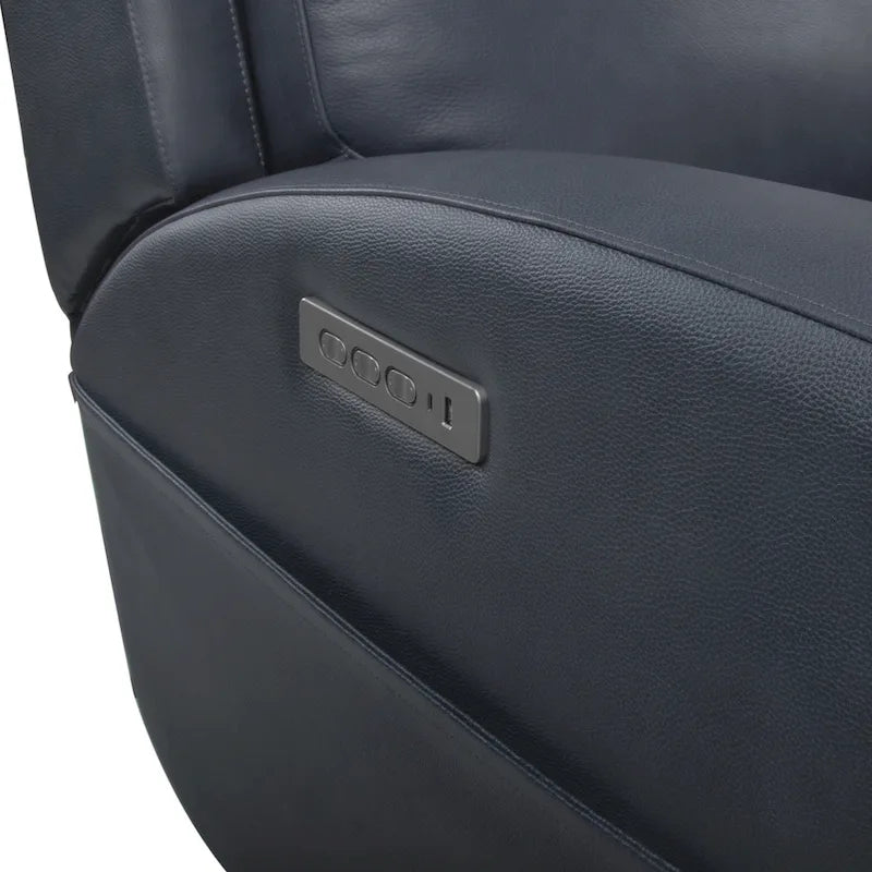 Divano reclinabile elettrico a 4 posti in vera pelle per soggiorno con consolle, porta USB, poggiatesta regolabile