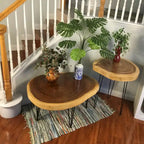 Natural Solid Wood Round End Table Coffee Table