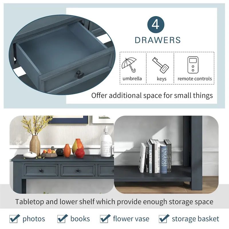 Tavolo consolle rustico Merax con cassetti portaoggetti e ripiano inferiore