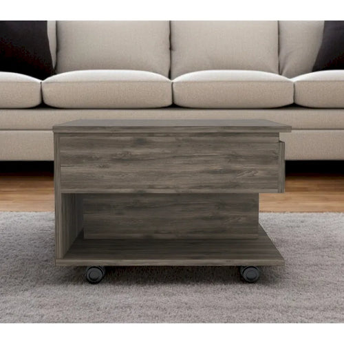 22 Dark Brown Manufactured Wood Rectangular Lift Top Coffee Table With Drawer - 15.3 H x 21.6 W x 19.6 D