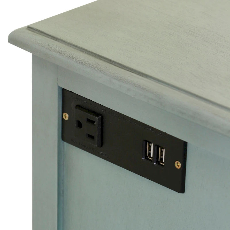 Tavolino laterale in schiuma di mare invecchiato con cassetto e mobiletto