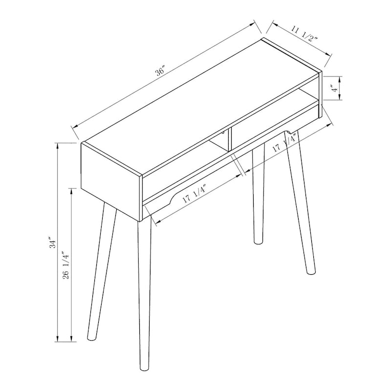 Tavolo consolle Sury Mid-Century Modern da 36 pollici a 2 ripiani di Furniture of America