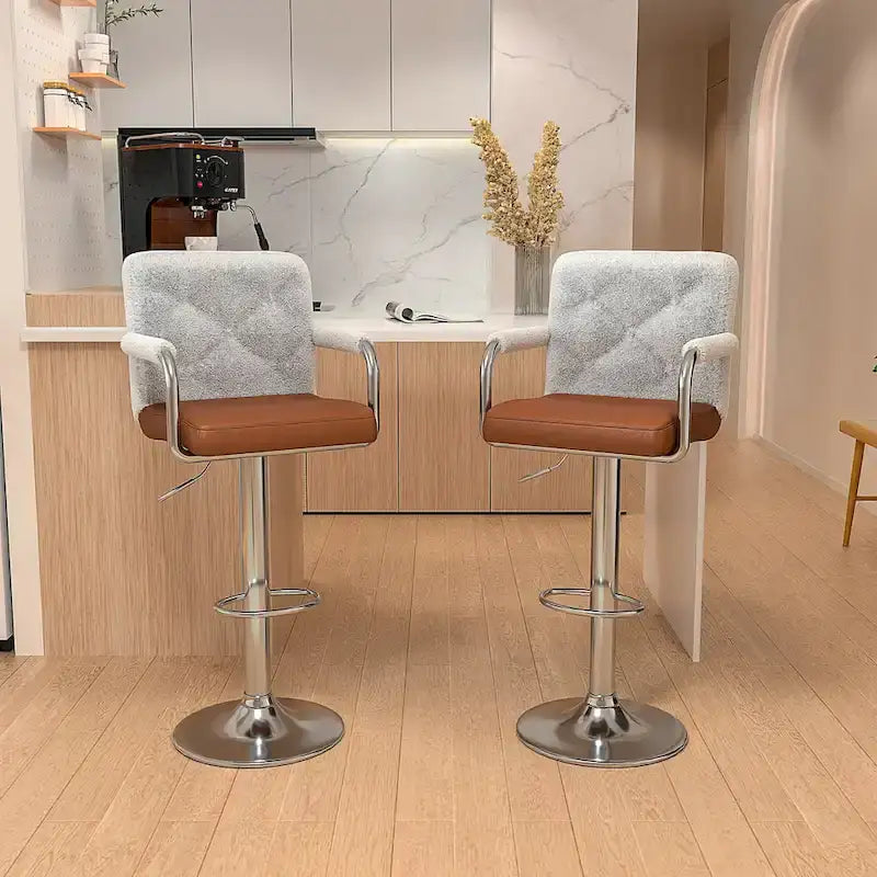 Javlergo Set di 2 sgabelli da bar regolabili girevoli in similpelle con braccioli e schienale
