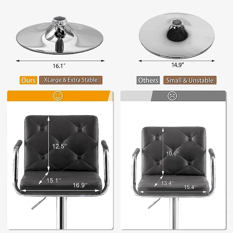 Javlergo Set di 2 sgabelli da bar regolabili girevoli in similpelle con braccioli e schienale