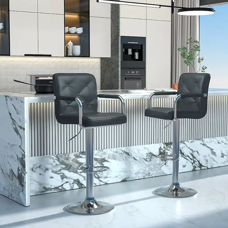 Javlergo Set di 2 sgabelli da bar regolabili girevoli in similpelle con braccioli e schienale