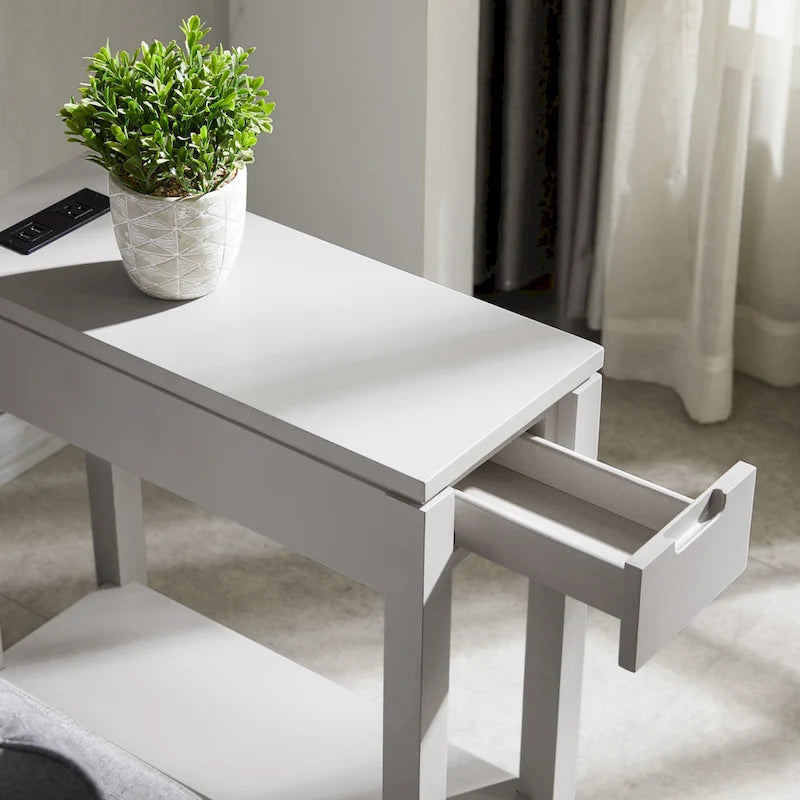 Tavolino laterale in legno con cassetto Leick Home Charging Cade