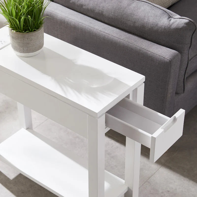 Tavolino laterale in legno con cassetto Leick Home Charging Cade