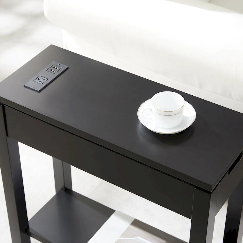 Tavolino laterale in legno con cassetto Leick Home Charging Cade