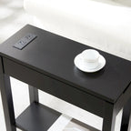 Tavolino laterale in legno con cassetto Leick Home Charging Cade