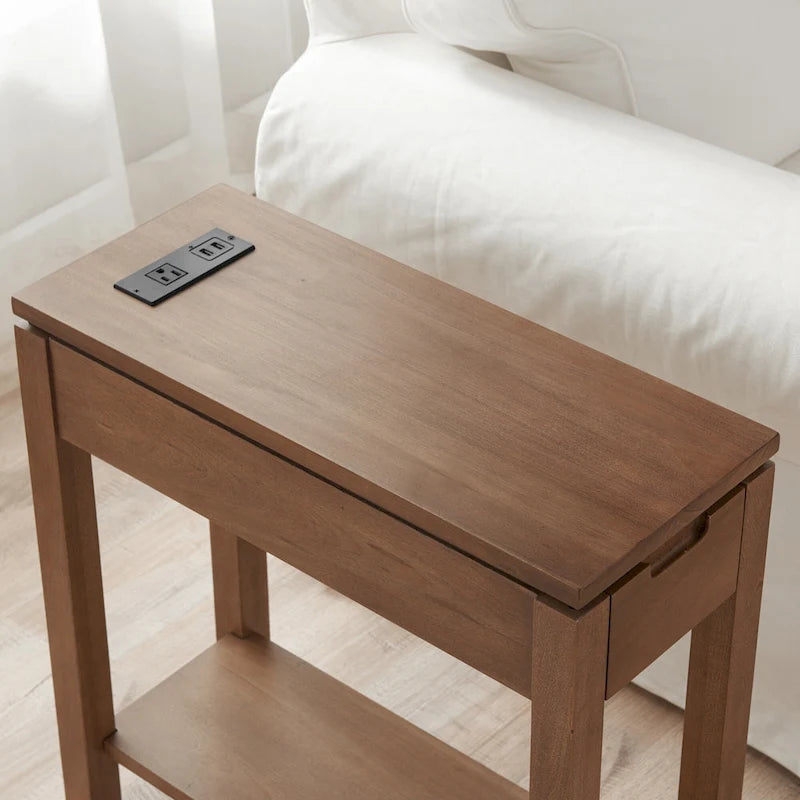 Tavolino laterale in legno con cassetto Leick Home Charging Cade