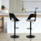 Adjustable Swivel Bar Stools Set of 2 with Fabric Upholstered Seat and Bentwood Back