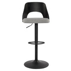 Set di 2 sgabelli da bar girevoli regolabili con seduta rivestita in tessuto e schienale in legno curvato