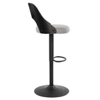 Set di 2 sgabelli da bar girevoli regolabili con seduta rivestita in tessuto e schienale in legno curvato