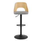 Set di 2 sgabelli da bar girevoli regolabili con seduta rivestita in tessuto e schienale in legno curvato