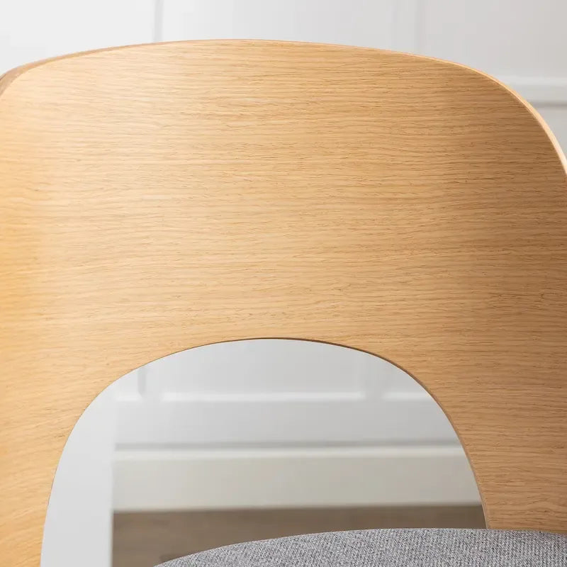 Set di 2 sgabelli da bar girevoli regolabili con seduta rivestita in tessuto e schienale in legno curvato