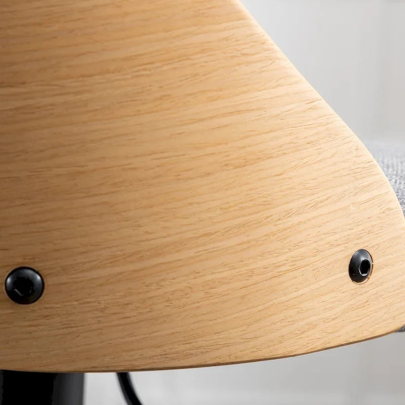 Set di 2 sgabelli da bar girevoli regolabili con seduta rivestita in tessuto e schienale in legno curvato