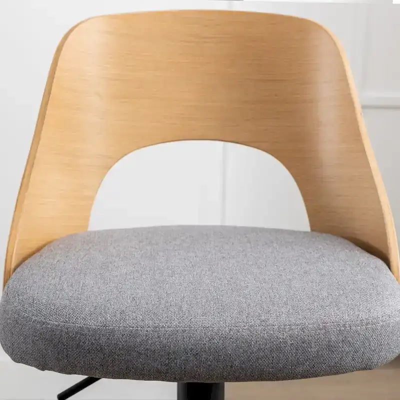 Set di 2 sgabelli da bar girevoli regolabili con seduta rivestita in tessuto e schienale in legno curvato