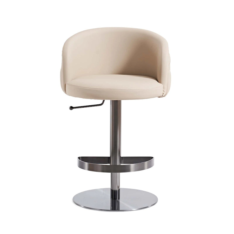 Sgabello da bar in PU color cachi, altezza regolabile e girevole per cucine, bar, ristoranti e caffè