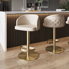 Sgabello da bar in PU color cachi, altezza regolabile e girevole per cucine, bar, ristoranti e caffè