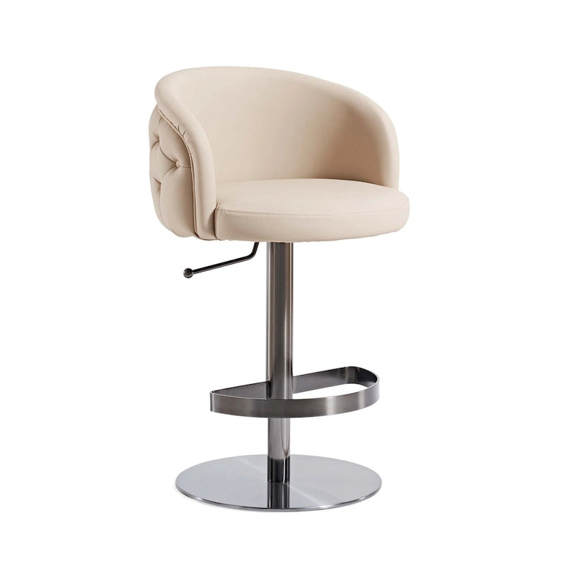 Sgabello da bar in PU color cachi, altezza regolabile e girevole per cucine, bar, ristoranti e caffè