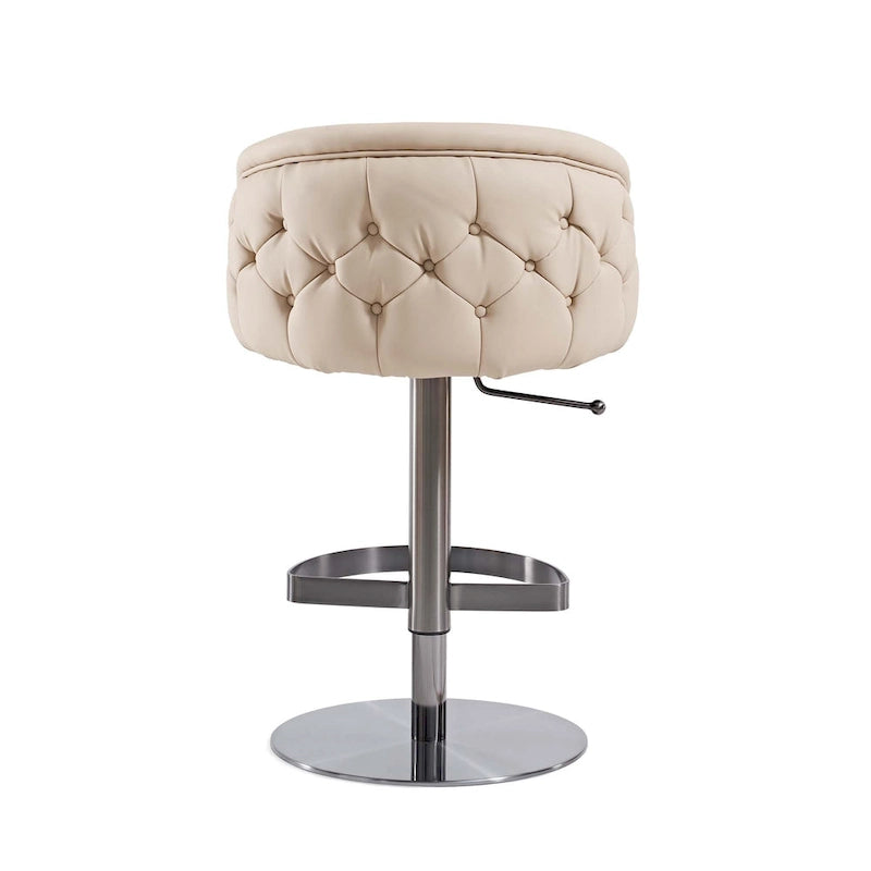 Sgabello da bar in PU color cachi, altezza regolabile e girevole per cucine, bar, ristoranti e caffè
