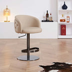 Sgabello da bar in PU color cachi, altezza regolabile e girevole per cucine, bar, ristoranti e caffè