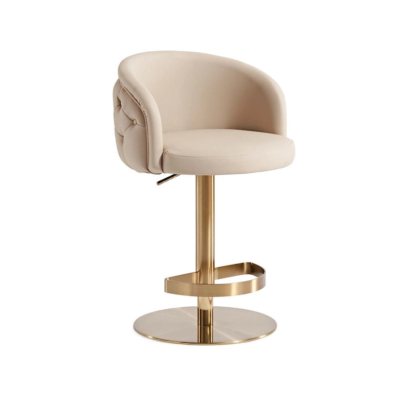 Sgabello da bar in PU color cachi, altezza regolabile e girevole per cucine, bar, ristoranti e caffè