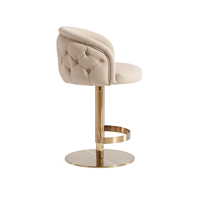 Sgabello da bar in PU color cachi, altezza regolabile e girevole per cucine, bar, ristoranti e caffè