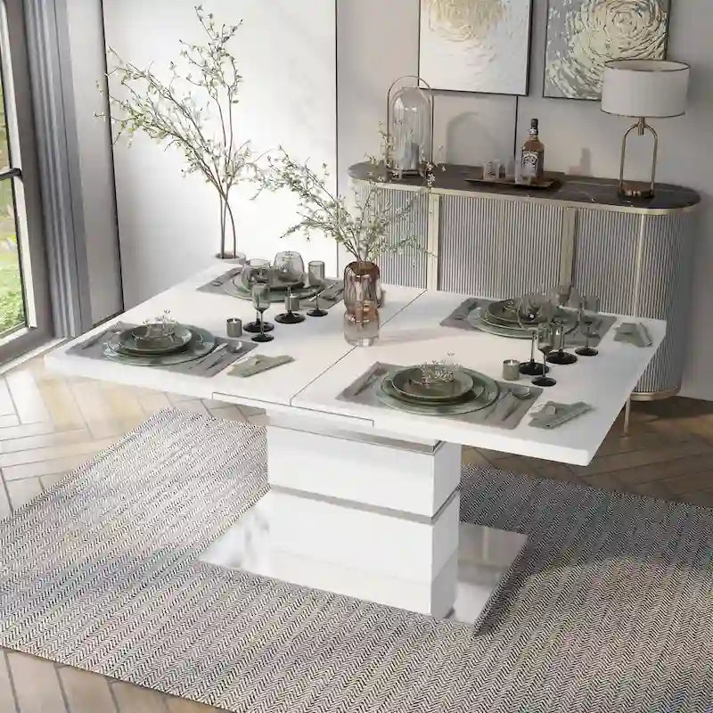 Tavolo da pranzo estensibile in legno bianco Borm da 78 pollici di Furniture of America