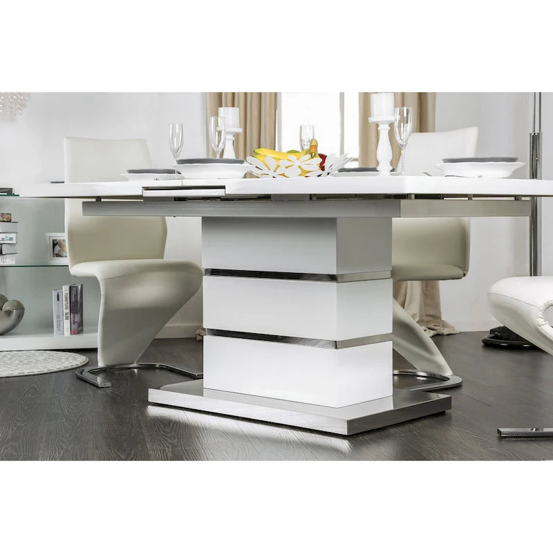 Tavolo da pranzo estensibile in legno bianco Borm da 78 pollici di Furniture of America