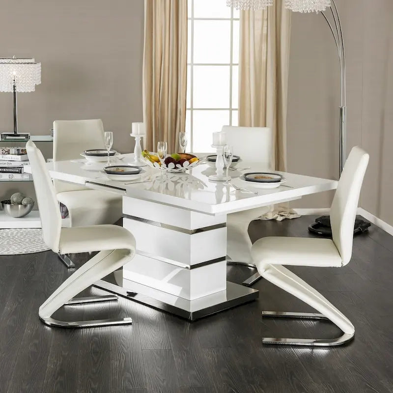 Tavolo da pranzo estensibile in legno bianco Borm da 78 pollici di Furniture of America