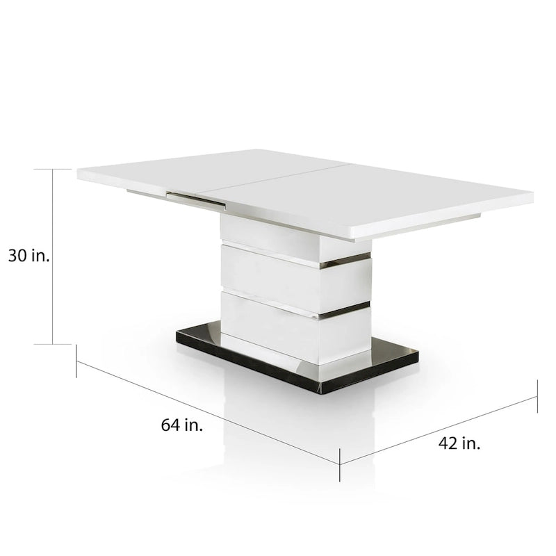 Tavolo da pranzo estensibile in legno bianco Borm da 78 pollici di Furniture of America