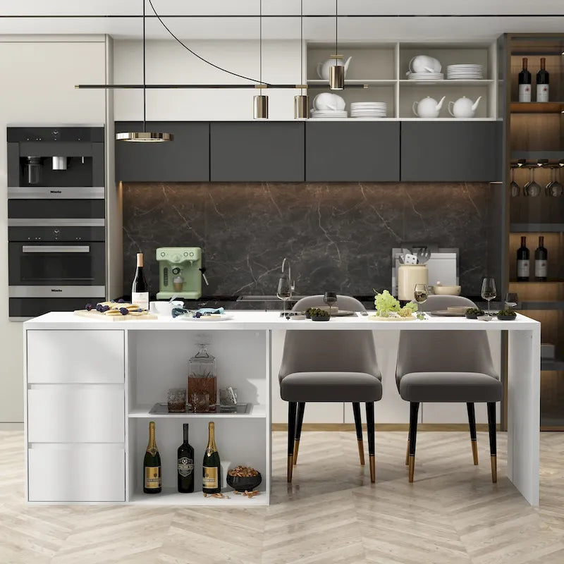 Tavolo da cucina con isola, tavolo da pranzo con funzione di stoccaggio e pranzo - 82,7 W